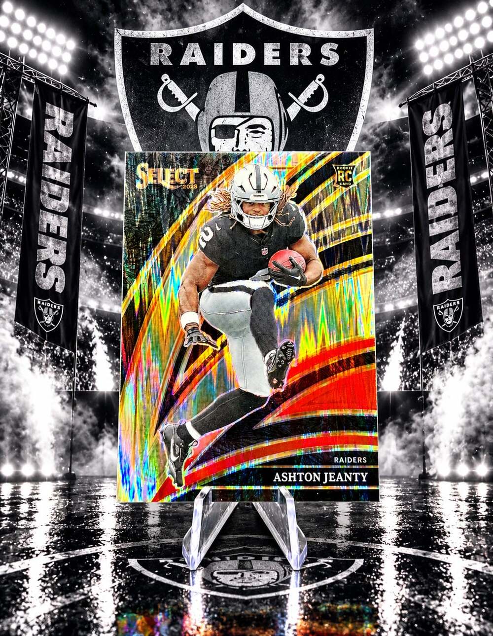 Ashton Jeanty ROOKIE Panini NFL Football Card Black Red Shock Las Vegas Raiders